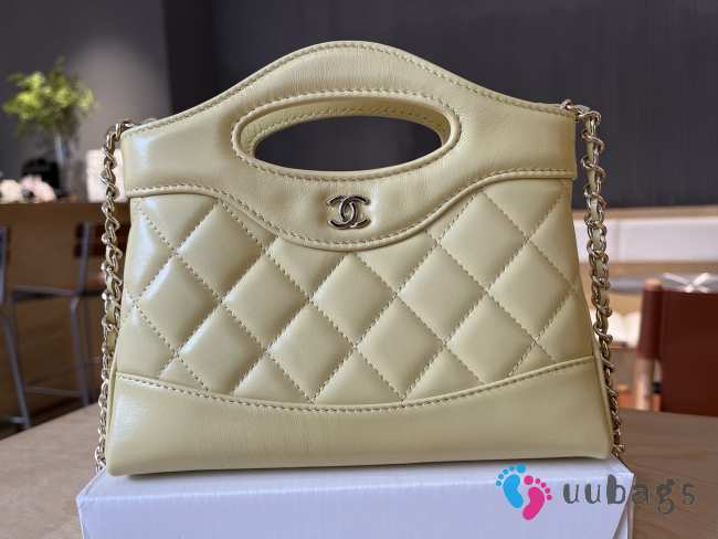 Uubags Chanel 31 Mini Shopping Bag Shiny Lambskin White Gold-Tone 17.5x20.5x4cm - 1