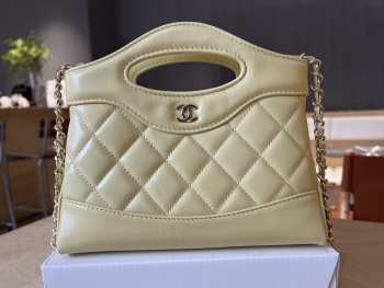 Uubags Chanel 31 Mini Shopping Bag Shiny Lambskin White Gold-Tone 17.5x20.5x4cm