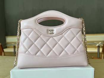 Uubags Chanel 31 Mini Shopping Bag Shiny Lambskin Light Pink Gold-Tone 17.5x20.5x4cm