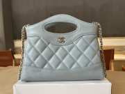 Uubags Chanel 31 Mini Shopping Bag Shiny Lambskin Light Blue Gold-Tone 17.5x20.5x4cm - 1