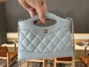 Uubags Chanel 31 Mini Shopping Bag Shiny Lambskin Light Blue Gold-Tone 17.5x20.5x4cm - 6