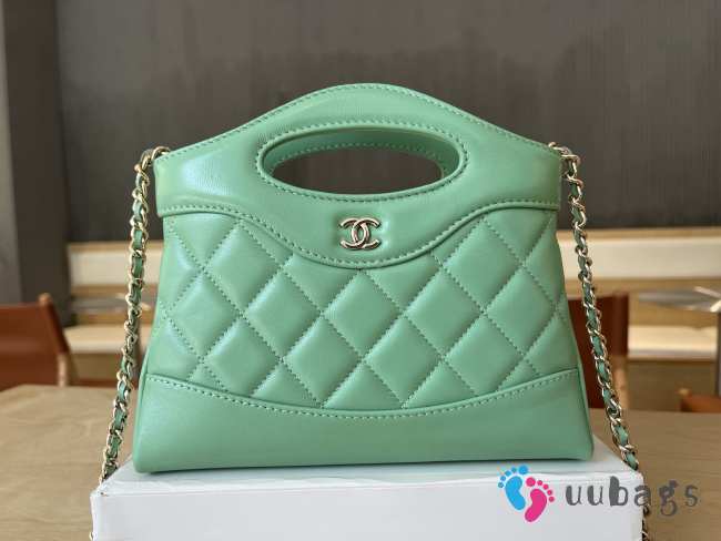 Uubags Chanel 31 Mini Shopping Bag Shiny Lambskin Light Green Gold-Tone 17.5x20.5x4cm - 1