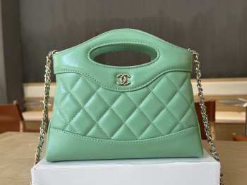 Uubags Chanel 31 Mini Shopping Bag Shiny Lambskin Light Green Gold-Tone 17.5x20.5x4cm