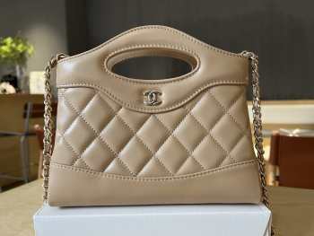 Uubags Chanel 31 Mini Shopping Bag Shiny Lambskin Light Beige Gold-Tone 17.5x20.5x4cm