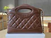 Uubags Chanel 31 Mini Shopping Bag Shiny Lambskin Brown Gold-Tone 17.5x20.5x4cm - 6