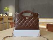 Uubags Chanel 31 Mini Shopping Bag Shiny Lambskin Brown Gold-Tone 17.5x20.5x4cm - 5