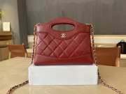 Uubags Chanel 31 Mini Shopping Bag Shiny Lambskin Red Gold-Tone 17.5x20.5x4cm - 6