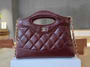 Uubags Chanel 31 Mini Shopping Bag Shiny Lambskin Burgundy Gold-Tone 17.5x20.5x4cm - 1