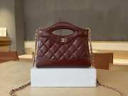 Uubags Chanel 31 Mini Shopping Bag Shiny Lambskin Burgundy Gold-Tone 17.5x20.5x4cm - 4