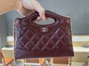 Uubags Chanel 31 Mini Shopping Bag Shiny Lambskin Burgundy Gold-Tone 17.5x20.5x4cm - 3