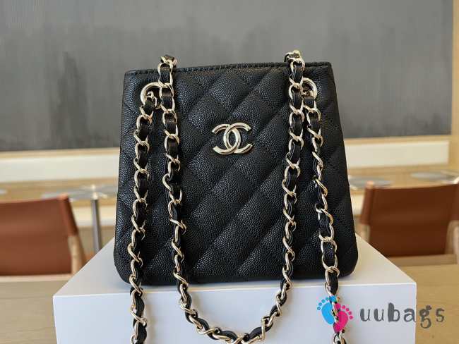 Uubags Chanel Caviar Quilted Mini Bucket Bag Black 16x15x9cm - 1