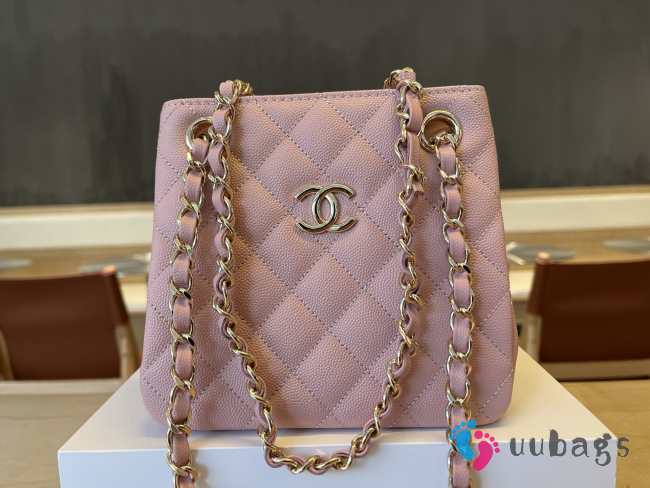 Uubags Chanel Caviar Quilted Mini Bucket Bag Light Pink 16x15x9cm - 1