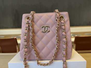 Uubags Chanel Caviar Quilted Mini Bucket Bag Light Pink 16x15x9cm