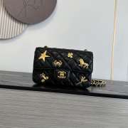 Uubags Chanel Small Quilted Gold Charm Flap Bag In Black Lambskin Leather 20cm - 1