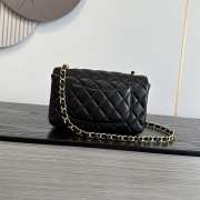 Uubags Chanel Small Quilted Gold Charm Flap Bag In Black Lambskin Leather 20cm - 2