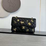 Uubags Chanel Medium Quilted Gold Charm Flap Bag In Black Lambskin Leather 25.5cm - 1