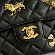 Uubags Chanel Medium Quilted Gold Charm Flap Bag In Black Lambskin Leather 25.5cm - 4