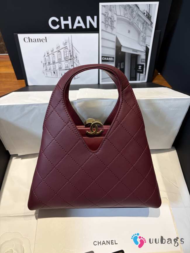 Uubags Chanel Shopping Bag Calfskin & Gold-Tone Metal In Burgundy 32x31x11cm - 1