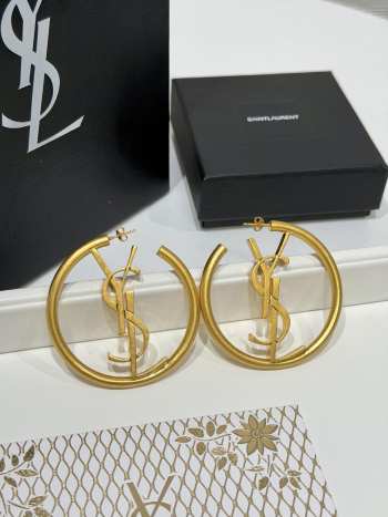Uubags YSL Cassandre hoop earrings in metal patinated gold