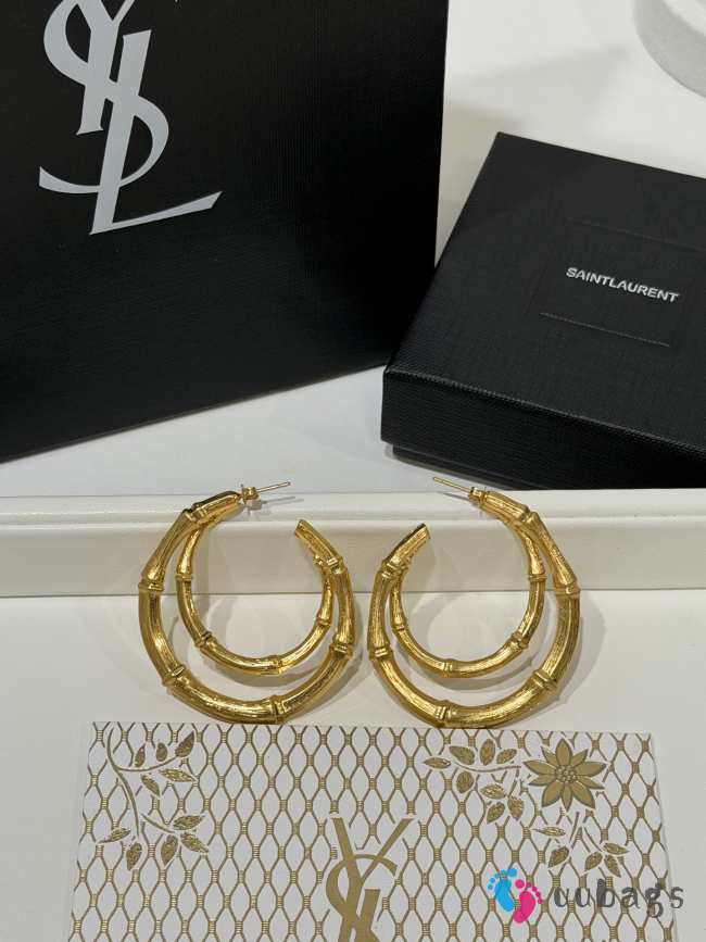 Uubags YSL cbamboo double-hoop earrings in metal light patinated gold - 1