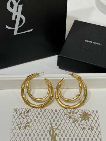 Uubags YSL cbamboo double-hoop earrings in metal light patinated gold