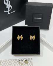 Uubags YSL Gold & Diamond Bow Stud Earrings - 1