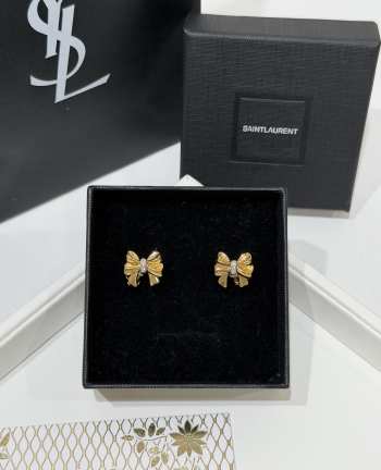 Uubags YSL Gold & Diamond Bow Stud Earrings