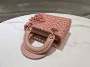 Uubags Small Lady Dior Bag Rose Des Vents Cannage Calfskin Embroidered With Resin Pearls 17x15x7cm - 2