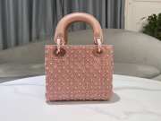 Uubags Small Lady Dior Bag Rose Des Vents Cannage Calfskin Embroidered With Resin Pearls 17x15x7cm - 4