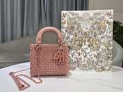 Uubags Small Lady Dior Bag Rose Des Vents Cannage Calfskin Embroidered With Resin Pearls 17x15x7cm - 5