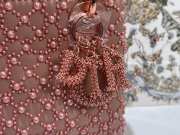 Uubags Small Lady Dior Bag Rose Des Vents Cannage Calfskin Embroidered With Resin Pearls 17x15x7cm - 6