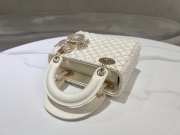 Uubags Small Lady Dior Bag White Cannage Calfskin Embroidered With Resin Pearls 17x15x7cm - 6