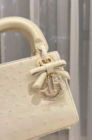 Uubags Dior Mini Lady Bag Light Yellow Ostrich Leather with Strap 17x15x7cm - 6