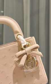 Uubags Dior Mini Lady Bag Powder Beige Ostrich Leather with Strap 17x15x7cm - 2