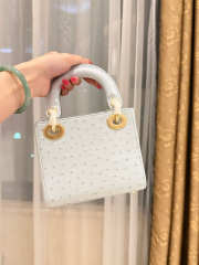 Uubags Dior Mini Lady Bag Light Blue Ostrich Leather with Strap 17x15x7cm - 4