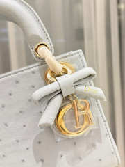 Uubags Dior Mini Lady Bag Light Blue Ostrich Leather with Strap 17x15x7cm - 6