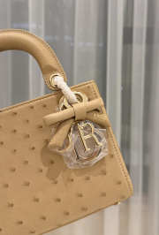 Uubags Dior Mini Lady Bag Camel Beige Ostrich Leather with Strap 17x15x7cm - 6