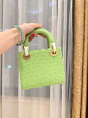 Uubags Dior Mini Lady Bag Green Ostrich Leather with Strap 17x15x7cm - 6