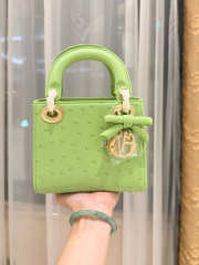 Uubags Dior Mini Lady Bag Green Ostrich Leather with Strap 17x15x7cm - 4
