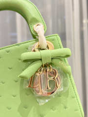 Uubags Dior Mini Lady Bag Green Ostrich Leather with Strap 17x15x7cm - 2