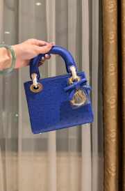 Uubags Dior Mini Lady Bag Blue Ostrich Leather with Strap 17x15x7cm - 1