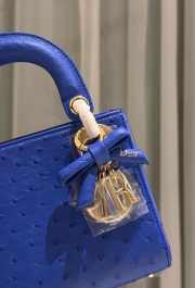 Uubags Dior Mini Lady Bag Blue Ostrich Leather with Strap 17x15x7cm - 5