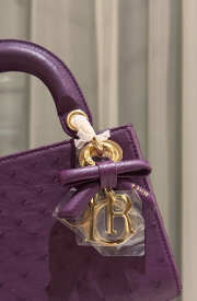 Uubags Dior Mini Lady Bag Purple Ostrich Leather with Strap 17x15x7cm - 2