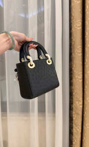 Uubags Dior Mini Lady Bag Black Ostrich Leather with Strap 17x15x7cm - 6