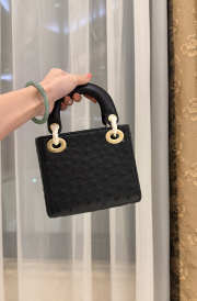 Uubags Dior Mini Lady Bag Black Ostrich Leather with Strap 17x15x7cm - 5