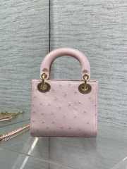 Uubags Dior Mini Lady Bag Pink Ostrich Leather with Strap 17x15x7cm - 4