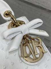 Uubags Dior Mini Lady Bag White Ostrich Leather with Gold Hardware 17x15x7cm - 6