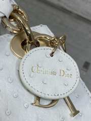 Uubags Dior Mini Lady Bag White Ostrich Leather with Gold Hardware 17x15x7cm - 4