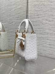 Uubags Dior Mini Lady Bag White Ostrich Leather with Gold Hardware 17x15x7cm - 3