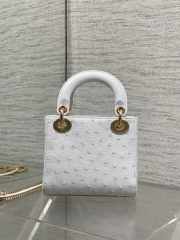 Uubags Dior Mini Lady Bag White Ostrich Leather with Gold Hardware 17x15x7cm - 2